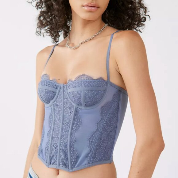 Urban Outfitters Out From Under Blue Lace Corset Top – Size M - Picture 3 of 4